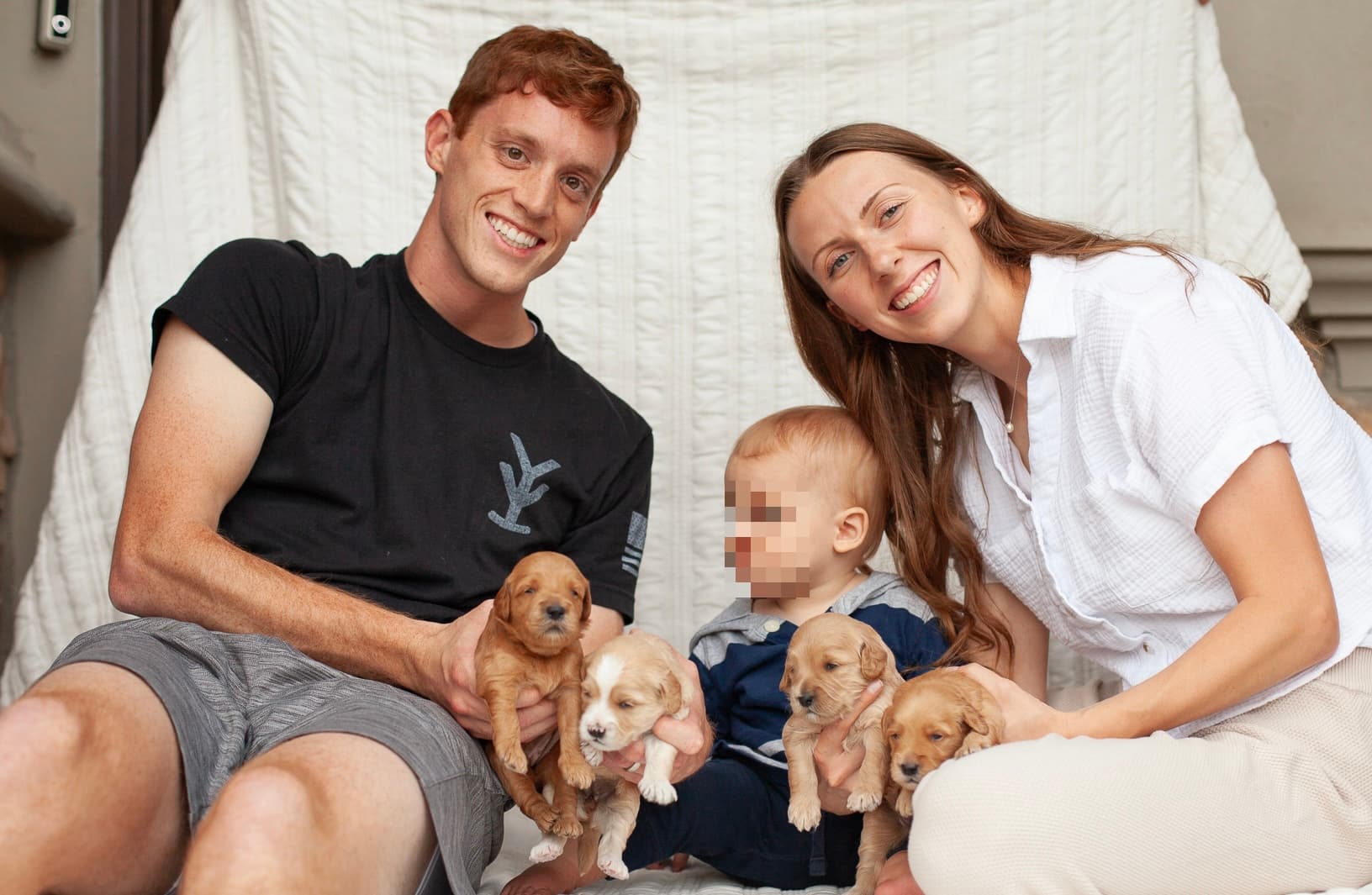 Group photo with the puppies