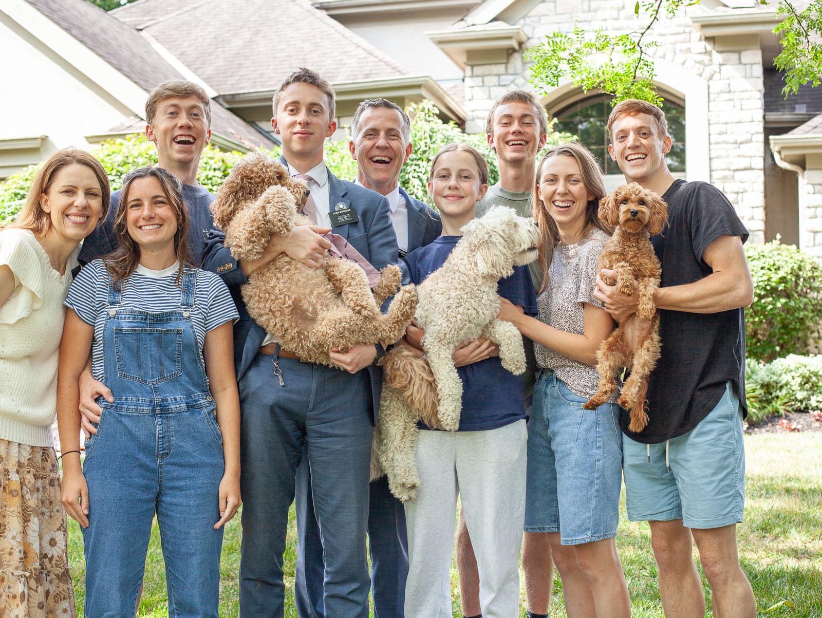 Group photo with our 3 golden doodles
